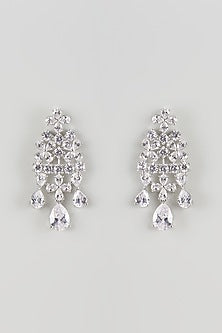 Silver Finish Cubic Zirconia Dangler Earrings