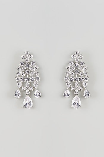 Silver Finish Cubic Zirconia Dangler Earrings