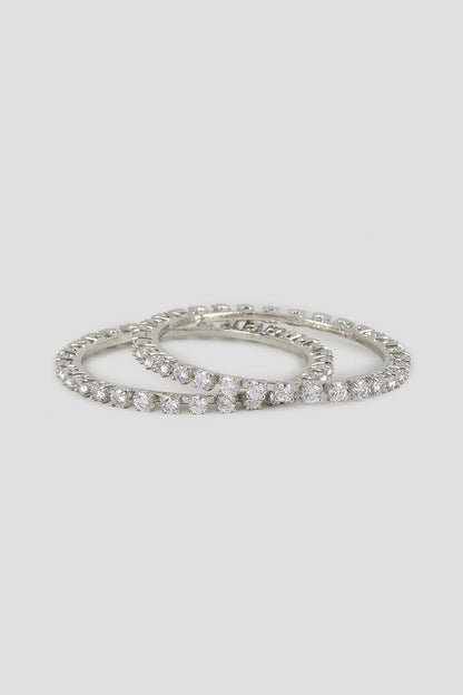 Silver Finish Cubic Zirconia Bangles (Set Of 2)