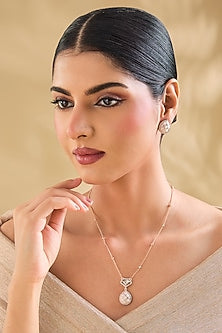 Gold Finish Crystal Pendant Necklace Set