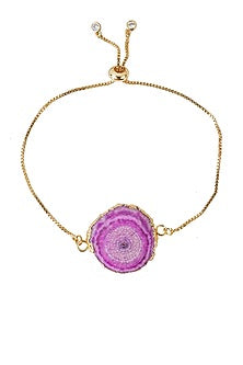 Gold Finish Semi-Precious Agate Stone Bracelet Rakhi