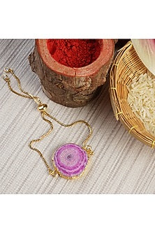 Gold Finish Semi-Precious Agate Stone Bracelet Rakhi