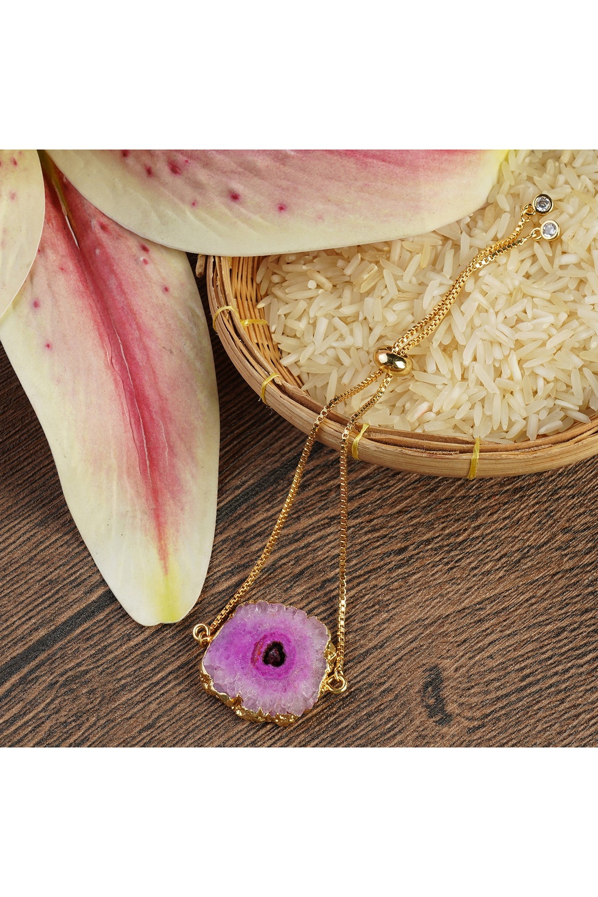 Gold Finish Agate Bracelet Rakhi