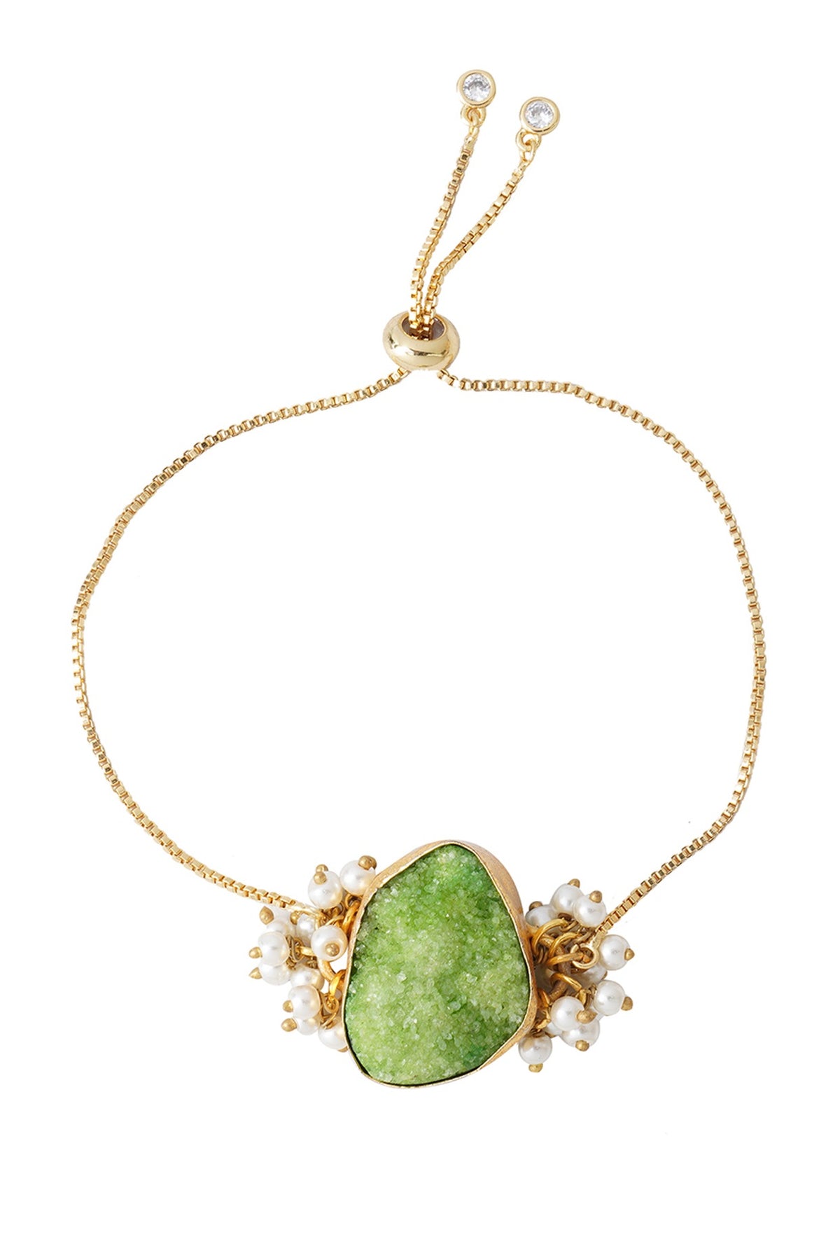 Gold Finish Semi-Precious Druzy Stone Bracelet Rakhi