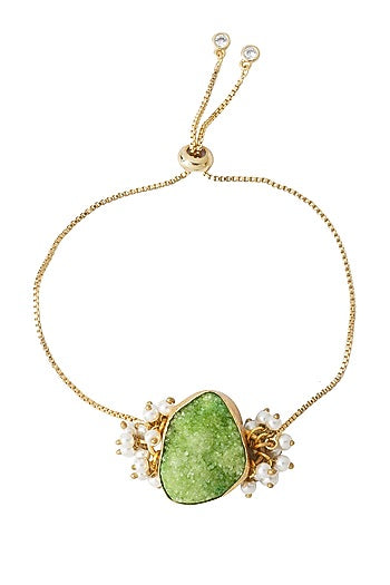 Gold Finish Semi-Precious Druzy Stone Bracelet Rakhi