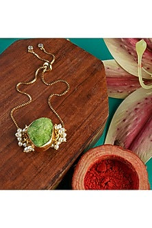 Gold Finish Semi-Precious Druzy Stone Bracelet Rakhi