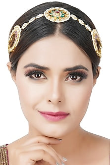 Gold Plated Kundan Polki Head Band