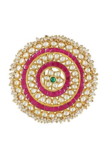 Gold Plated Juda Accessory With Kundan Polki