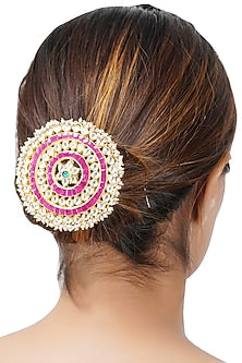 Gold Plated Juda Accessory With Kundan Polki