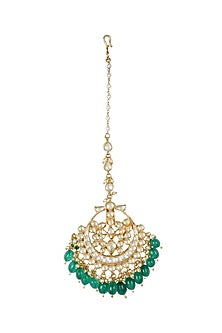 Gold Plated Kundan Polki Maang Tikka