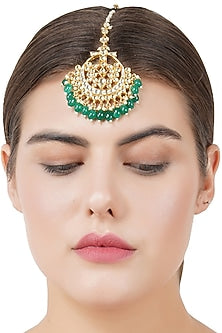 Gold Plated Kundan Polki Maang Tikka