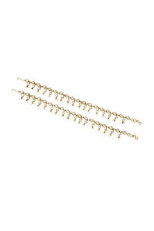 Gold Plated Pearl & Kundan Polki Anklets