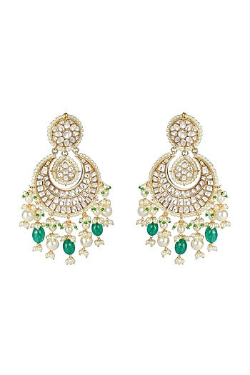 Gold Plated Kundan Polki Chandbali Earrings