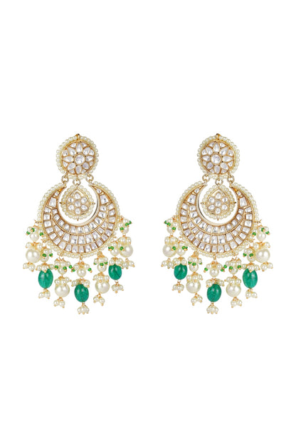 Gold Plated Kundan Polki Chandbali Earrings