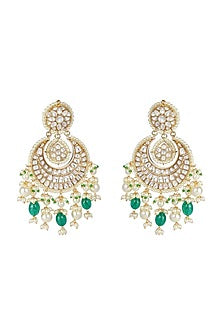 Gold Plated Kundan Polki Chandbali Earrings