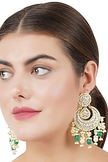 Gold Plated Kundan Polki Chandbali Earrings