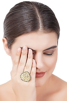 Gold Plated Kundan Polki Ring