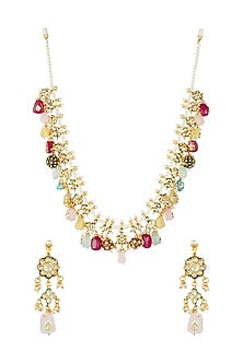 Gold Plated Kundan Polki Long Necklace Set