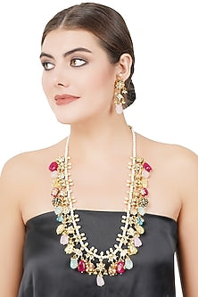 Gold Plated Kundan Polki Long Necklace Set