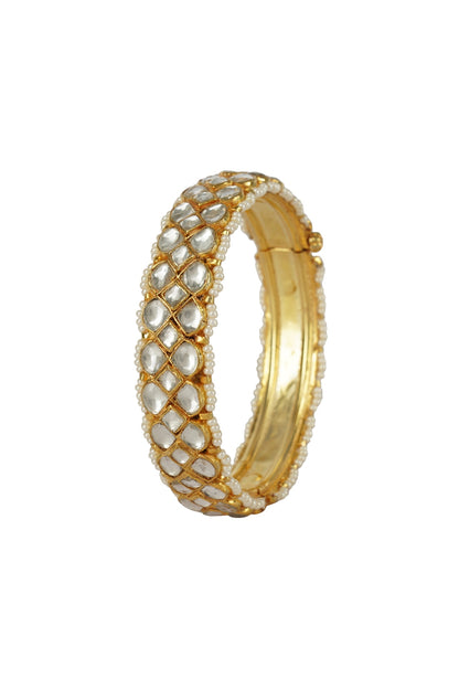 Gold Plated Kundan Polki Bangles
