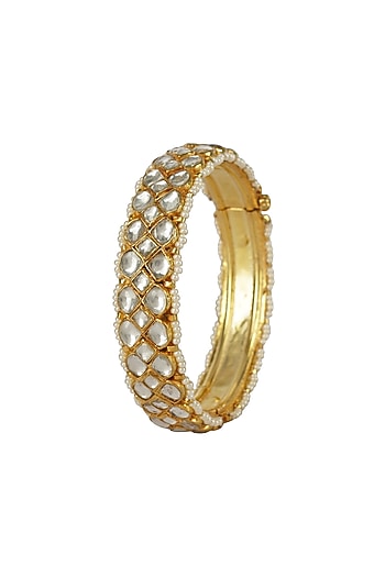 Gold Plated Kundan Polki Bangles