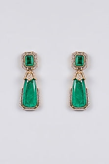 Gold Finish Kundan Polki &  Emerald Green Stone Choker Necklace Set