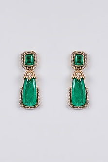 Gold Finish Kundan Polki &  Emerald Green Stone Choker Necklace Set