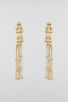 Gold Finish Kundan Polki Dangler Earrings