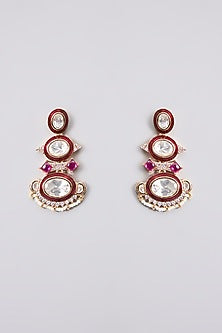 Gold Finish Kundan Polki & Ruby Stone Choker Necklace Set