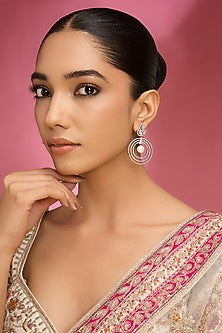Gold Finish Kundan Polki Chandbali Earrings