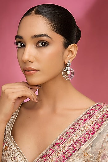Gold Finish Kundan Polki Chandbali Earrings
