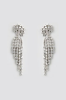 Silver Finish Kundan Polki Dangler Earrings