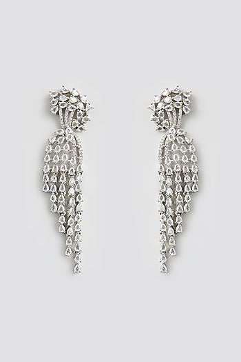 Silver Finish Kundan Polki Dangler Earrings