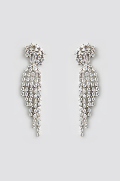 Silver Finish Kundan Polki Dangler Earrings