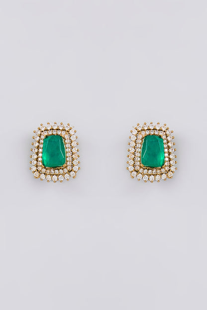 Gold Finish Kundan Polki & Emerald Stone Choker Necklace Set