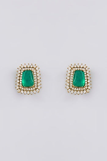 Gold Finish Kundan Polki & Emerald Stone Choker Necklace Set