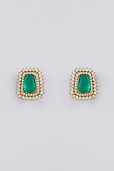 Gold Finish Kundan Polki & Emerald Stone Choker Necklace Set