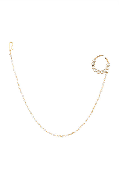 White Finish Kundan Nose Ring