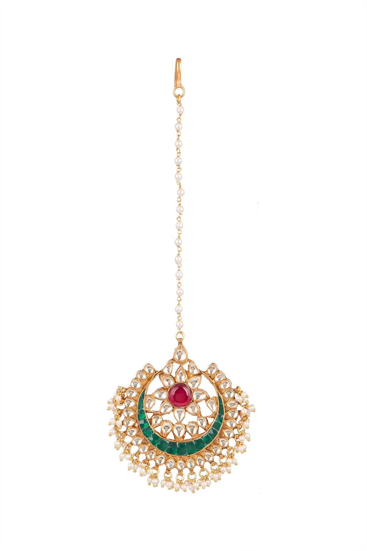 Gold Plated Onyx Stone Maang Tikka