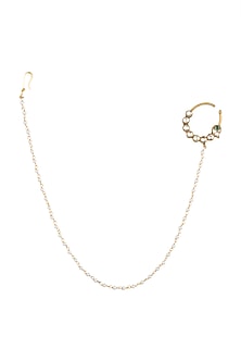 White Finish Nose Ring With Kundan