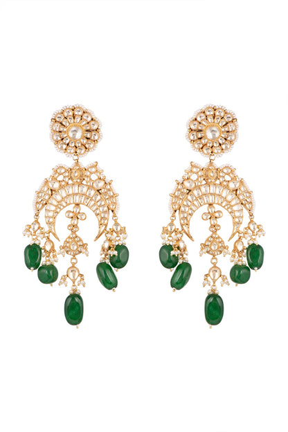 Gold Plated Green Onyx Pasa Earrings