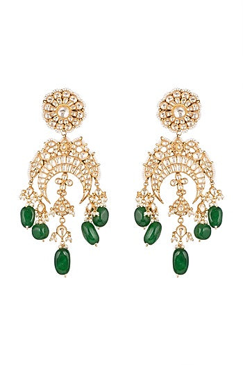 Gold Plated Green Onyx Pasa Earrings