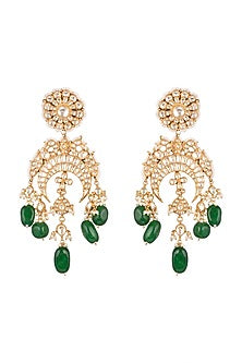 Gold Plated Green Onyx Pasa Earrings