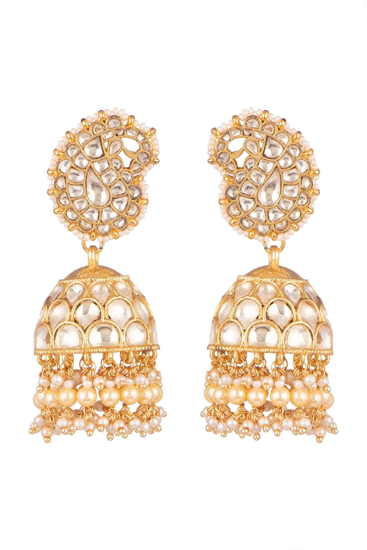 Gold Plated Pearl Jhumka Earrings