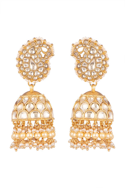 Gold Plated Pearl Jhumka Earrings