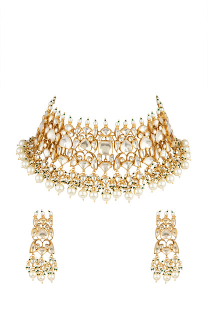 Gold Plated Kundan Necklace Set