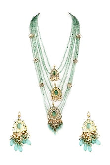 Gold Plated Kundan Polki Long Necklace Set