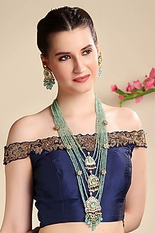 Gold Plated Kundan Polki Long Necklace Set