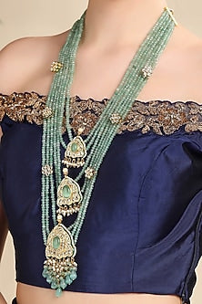 Gold Plated Kundan Polki Long Necklace Set