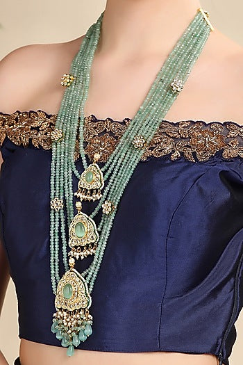 Gold Plated Kundan Polki Long Necklace Set